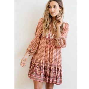 Spell sunset roads Bohemian Pink Patterned Dress